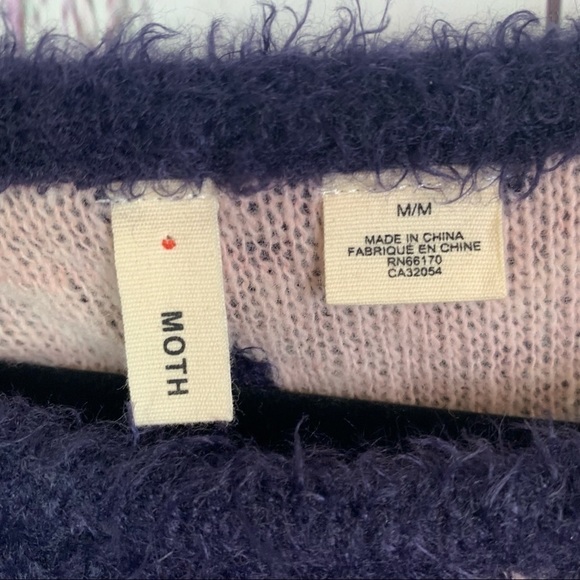 Anthropologie Moth | navy polka dot fuzzy texture sweater - Picture 7 of 9